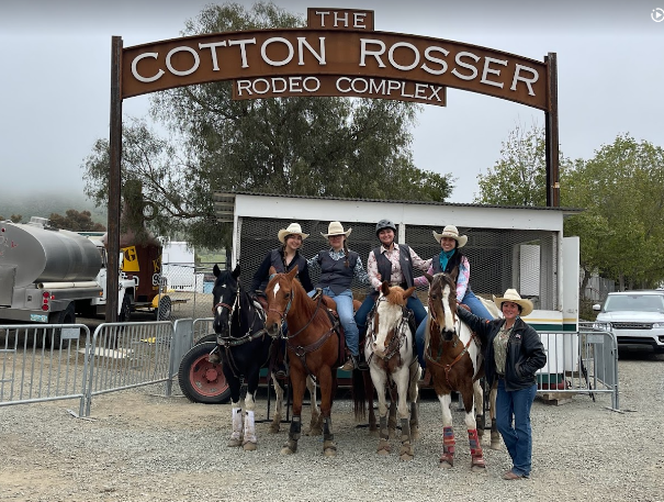 The BC Rodeo Team, posing for a photo on their horses.