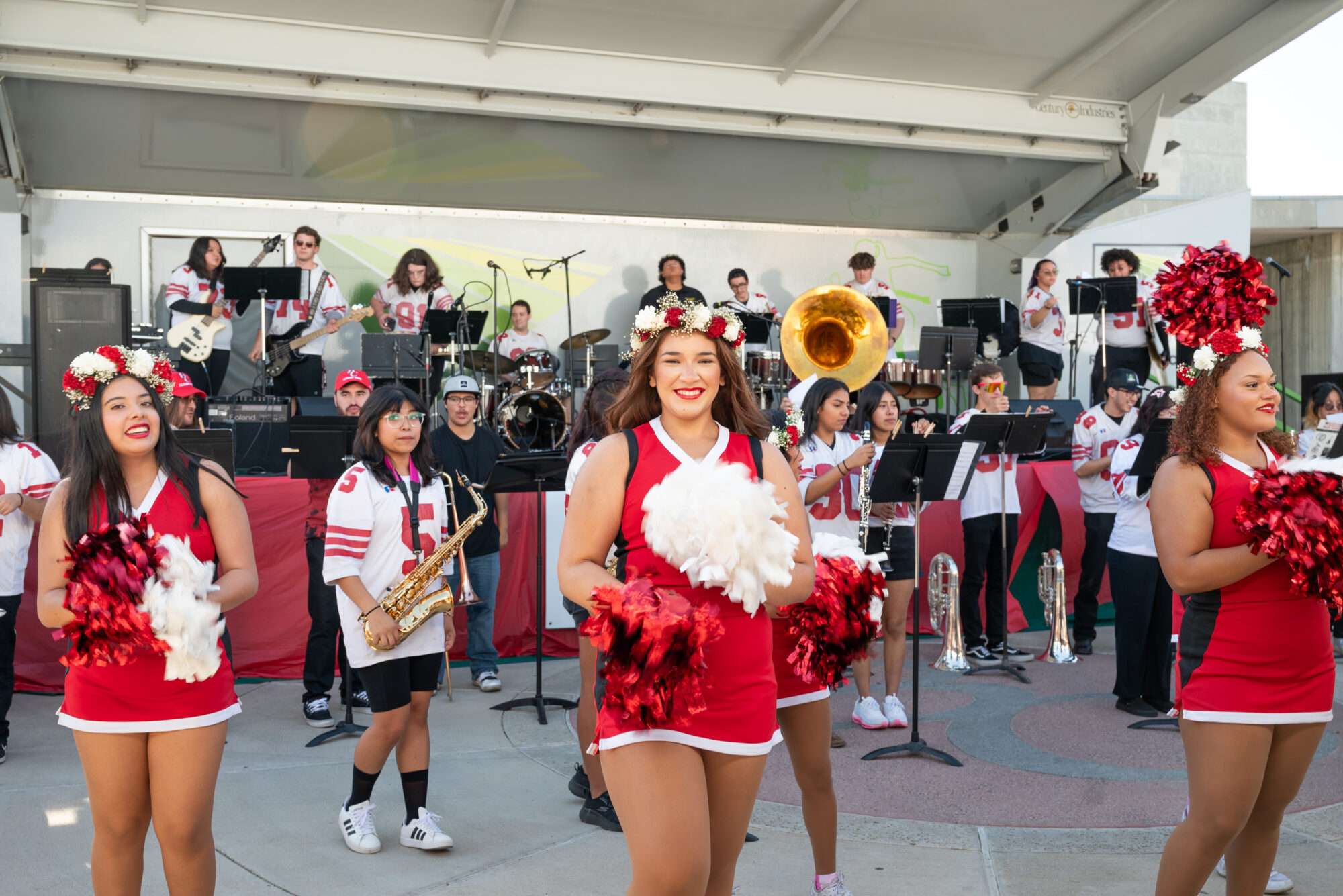 BC Cheerleaders and BC Drumline performing at Renegade Promenade