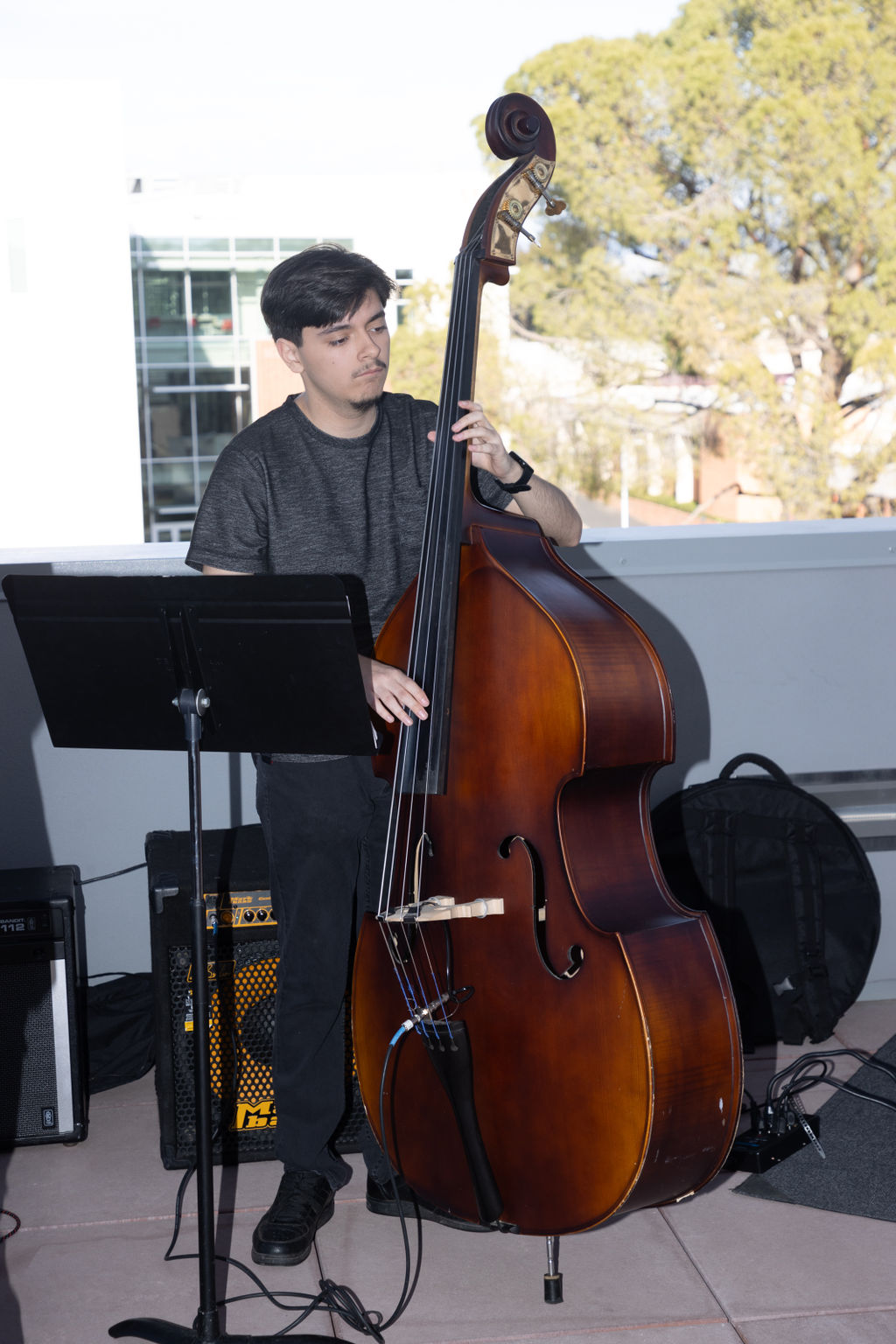 BC Jazz student playing an instrument