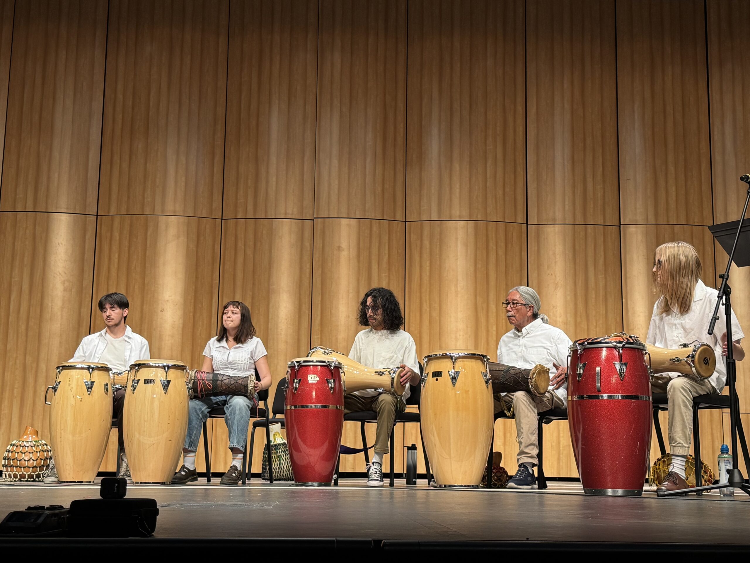 Students using bata drums 